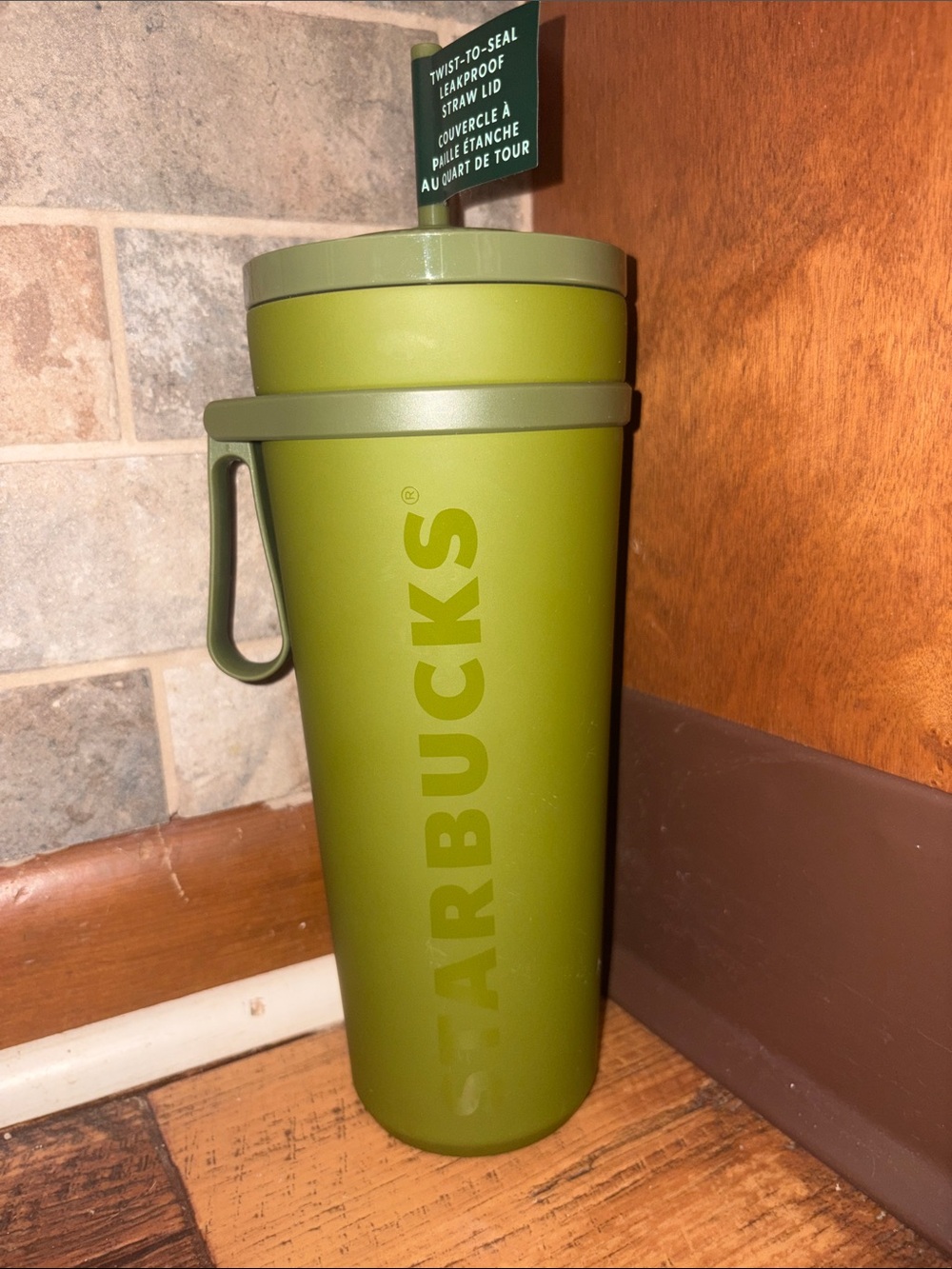 Starbucks Olive Green Travel Tumbler with Handle